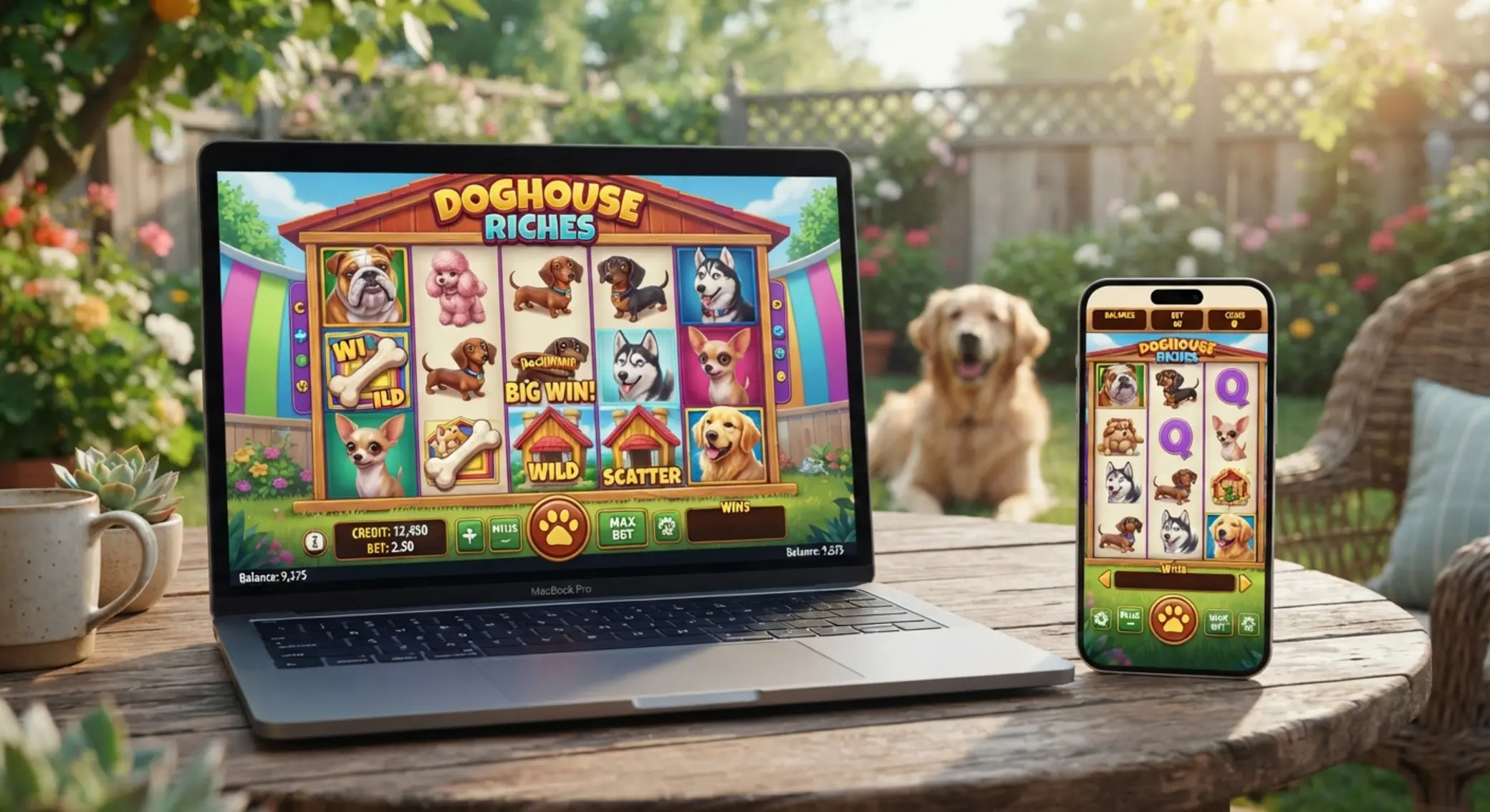 Ekran slotu Dog House na desktopie i telefonie
