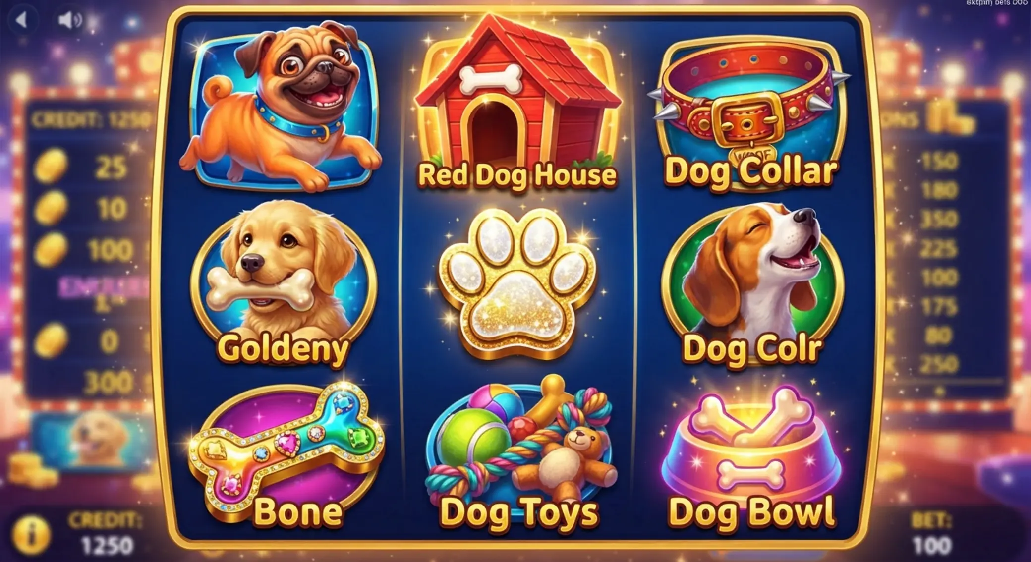 Symbole slotu Dog House Megaways: psy, buda i kości