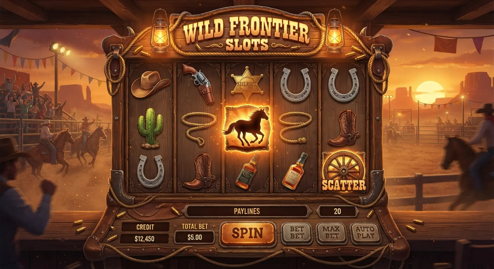Rodeo Slot Casino w klimacie westernowym Slot online w klimacie westernu i rodeo z symbolami Dzikiego Zachodu